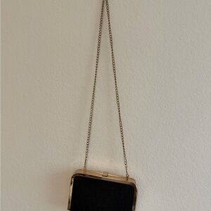 Elegant Black Clutch with Gold Chain
